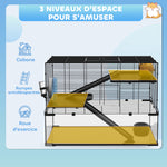 Cage hamster cage rongeur 3 niveaux avec roue rampes maisonnette abreuvoir mangeoire 76,5L x 48,5l x 54,5H cm noir