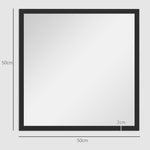 Miroir mural carré 50 x 50 cm, cadre en bois noir, idéal pour la salle de bain, salon ou chambre