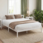Estructura de cama de madera maciza 140x190 cm cama individual con cabecero y somier de láminas resistente para niños y adultos