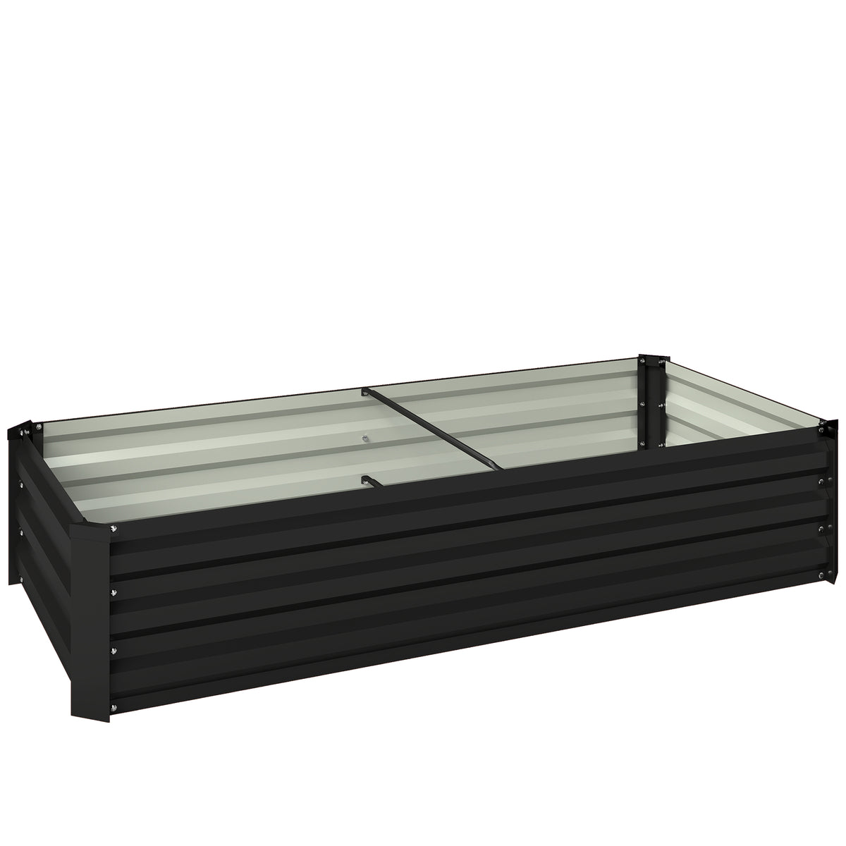 Jardinière rectangulaire potager de jardin en acier galvanisé bordure de sécurité et fond ouvert 150x70x30cm gris foncé