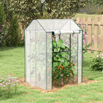 Serre de jardin avec 2 espaces et 2 portes enroulables - 0,8 m² Serre à tomates dim. 1L x 0,8l x 1,5H m, Acier et PE