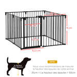 Barrière de Sécurité pour Cheminée, Parc Enclos Chien Pliable Modulable 8 Panneaux avec Porte, sans Perçage
