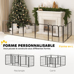Parc pour chien enclos chien 8 panneaux modulable et pliable acier avec porte pour chiot intérieur extérieur 60 cm noir