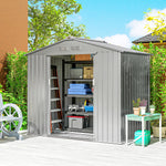 Abri de Jardin 2,42 m² - Remise pour Outils avec Kit de Fondation - Cabanon Porte Verrouillable - Tôle d'Acier Gris