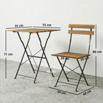 Ensemble de Salon de Jardin Bistrot 3 Pièces, 2 Chaises Pliantes, Table Carrée en Bois d'Acacia, 55x55x71cm, Naturel