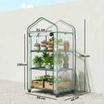 Mini serre de jardin avec 3 étagères, bâche PVC haute densité, porte enroulable 4 roulettes 69 x 49 x 130 cm transparent