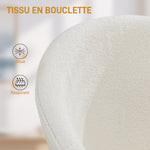 Chaise de bureau, fauteuil de bureau ergonomique réglable en hauteur, siège pivotante, piètement en acier, crème