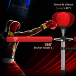 Sac de frappe sur pied 4 en 1 punching ball autonome balles de vitesse barre rotative gants 88 x 50 x 160-230 cm rouge