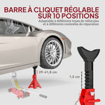 Lot de 2 chandelles voiture chandelles de levage capacité 3 tonnes hauteur réglable 290-418mm goupille de sécurité rouge
