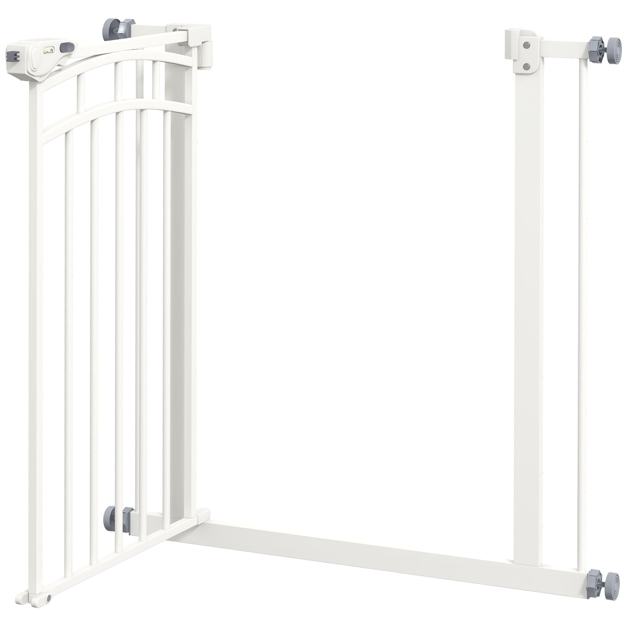 Cancelletto di sicurezza per cani, cancelletto per scale estensibile con doppia chiusura, 74-80 x 76 cm, bianco