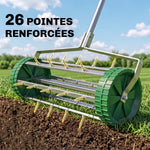 Rouleau aérateur pour pelouse avec Manche télescopique 98L x 45l x 87H cm Vert