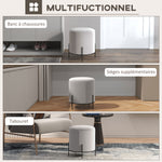 Lot de 2 poufs ottoman tabouret pouf repose-pied en velours pieds en acier pour salon chambre Ø 35 x 38 cm gris clair