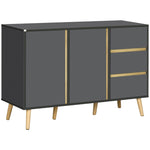 Buffet bas meuble de rangement sur pieds style scandinave 2 portes 3 tiroirs 120 x 40 x 80 cm gris anthracite