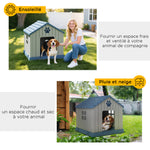 Caseta para perro de exterior casa perro exterior con rejillas de ventilación y suelo elevado 85 x 79 x 82 cm azul