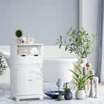 Meuble de salle de bain, meuble de rangement avec 2 tiroirs, niche, placard avec porte, étagère réglable, armoire de salle de bain, cuisine, salon, 60 x 30 x 109 cm, blanc