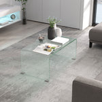 Glazen salontafel rechthoekige woonkamertafel modern design van gehard glas met veilige afgeronde randen transparant