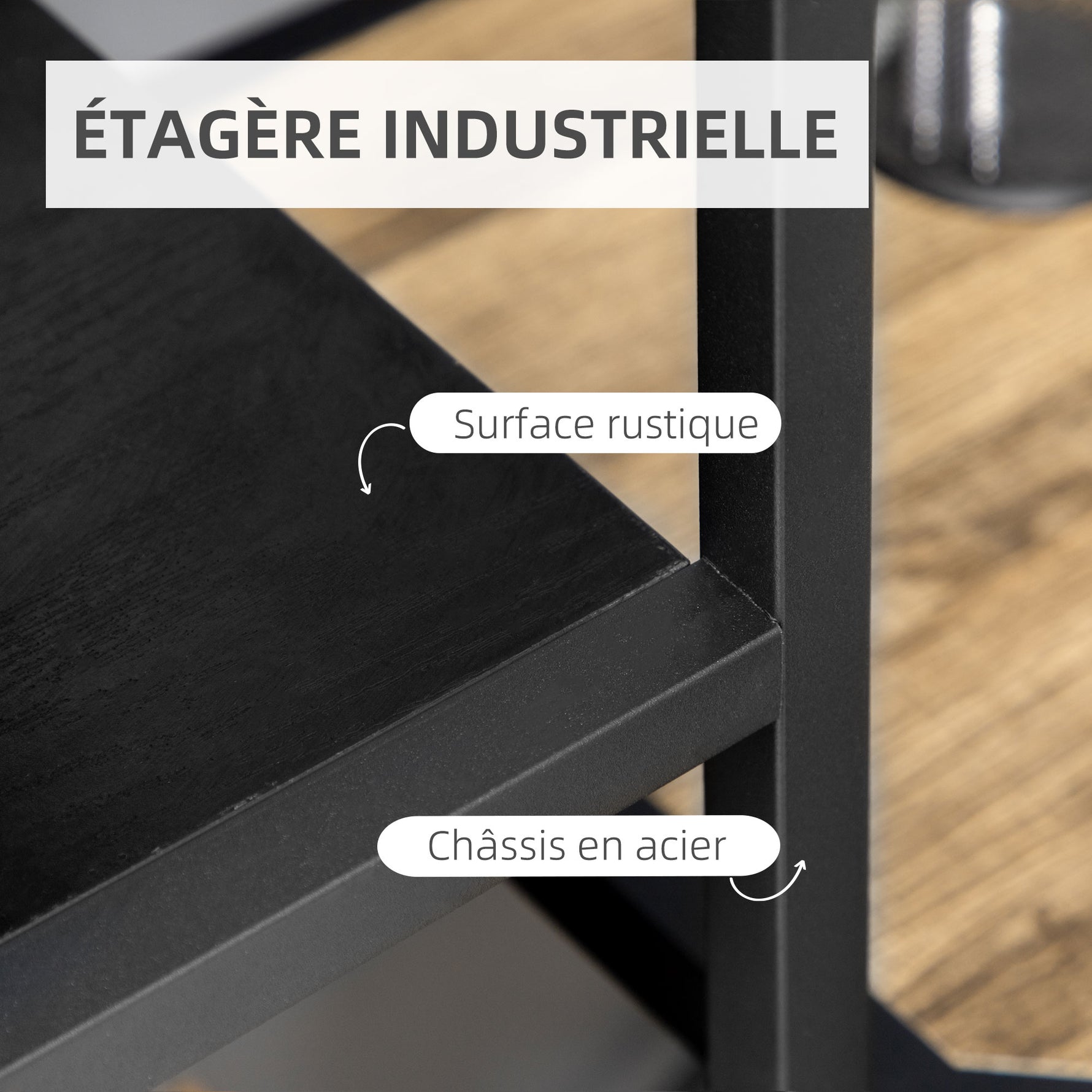 Bibliothèque étagère de rangement à 7 niveaux cadre en acier style industriel 83 x 34 x 180 cm noir