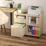Support d'imprimante - Caisson d'organisation de Bureau Roulant - Dim. 80l x 40P x 72H cm en Bois Chêne clair