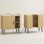 Meuble sous lavabo salle de bain avec porte à fermeture progressive et étagère réglable, 60 x 30 x 59,5 cm, chêne