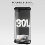 Poubelle de Cuisine 30 L en Métal, Poubelle à Pédale avec Couvercle à Fermeture Douce et Seau Amovible, Noir