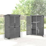 Armadio da giardino capanno per attrezzi in legno, 2 ripiani, tetto bitumato, porte a persiana, chiudibile a chiave, 75 x 50 x 118 cm, grigio