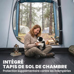 Tente de camping familiale 3 personnes, tente tunnel imperméable, 2 portes fenêtres, ventilée 4,6 x 2,6 x 1,9 m, bleu