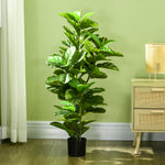 Lot de 2 plantes artificielles figuiers artificiels à feuilles arbre artificiel avec pot inclus hauteur 110 cm vert