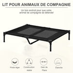 Lit sur pieds lit pour chien chat lit de camp lit surélevé animaux grand confort tissu Oxford textilène micro-perforé métal 92L x 76l x 18H cm noir
