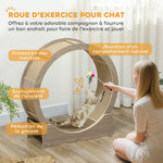 Roue d'exercice pour chat roue de course pour chat frein sécurisé et tapis de grattage amovible silencieux 91 cm marron