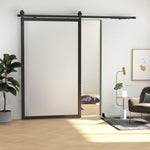 244 CM quincaillerie de porte coulissante sans perçage kit de rail pour porte de grange simple en acier noir