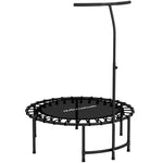 Fitness Trampoline with Elastic Cords, 5-Position Adjustable Handle, 100 kg Capacity, Steel, Ø102x132cm, Black