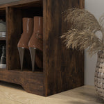 Meuble et Banc à Chaussures, 1 Tiroir et 3 Compartiments, Capacité 5 Paires, MDF, 76,5 x 30 x 52 cm, Marron