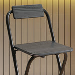 Lot de 2 tabourets de bar pliables avec dossier et repose-pieds, cadre en acier, 87 cm de haut, noir