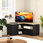Corner TV stand, television bench for up to 40 inches with 2 cabinets and 3 compartments, 90 x 90 x 45 cm, oak and black