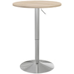 Table de bar ronde table haute cuisine réglable en hauteur 69-91 cm plateau pivotante à 360° naturel et gris