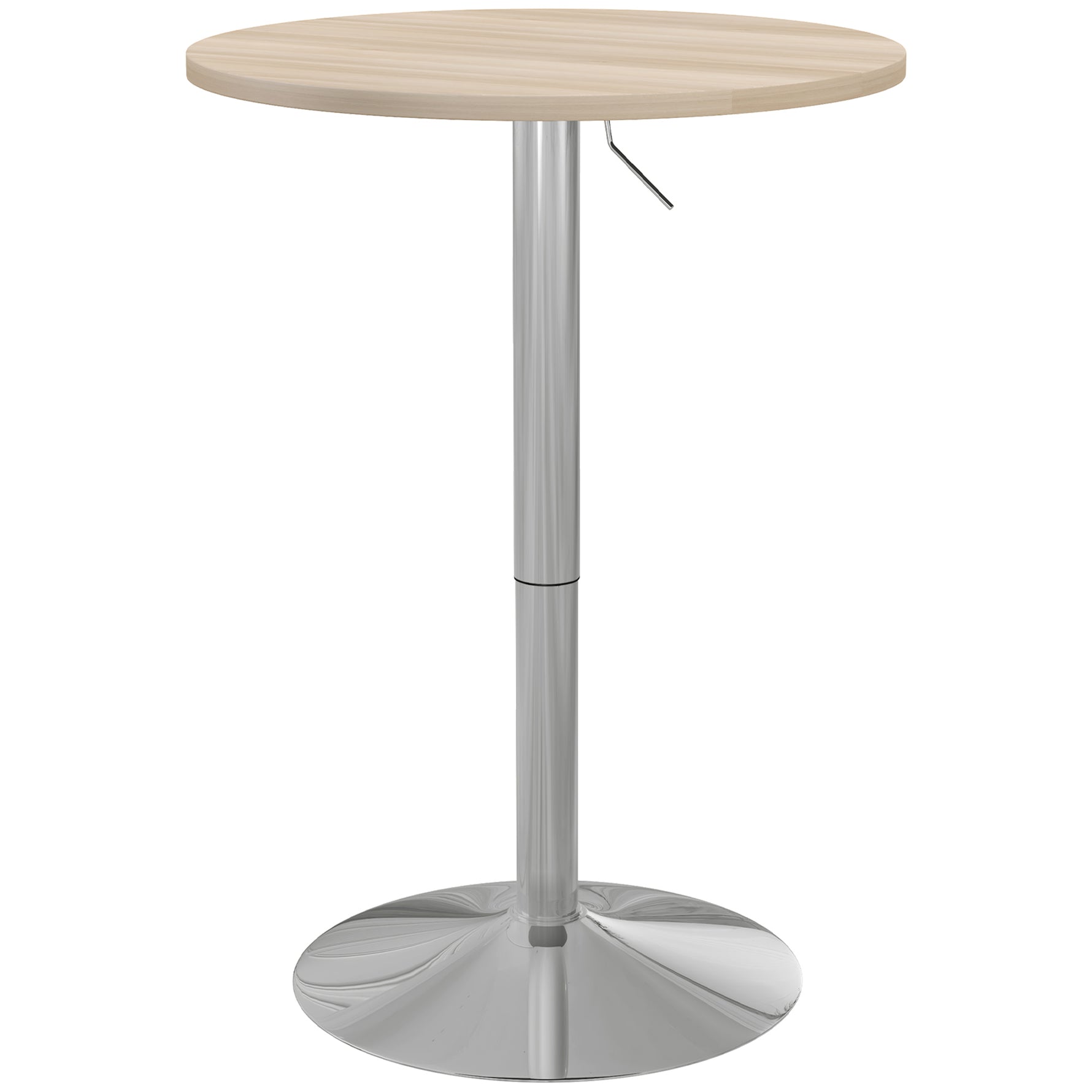 Table de bar ronde table haute cuisine réglable en hauteur 69-91 cm plateau pivotante à 360° naturel et gris