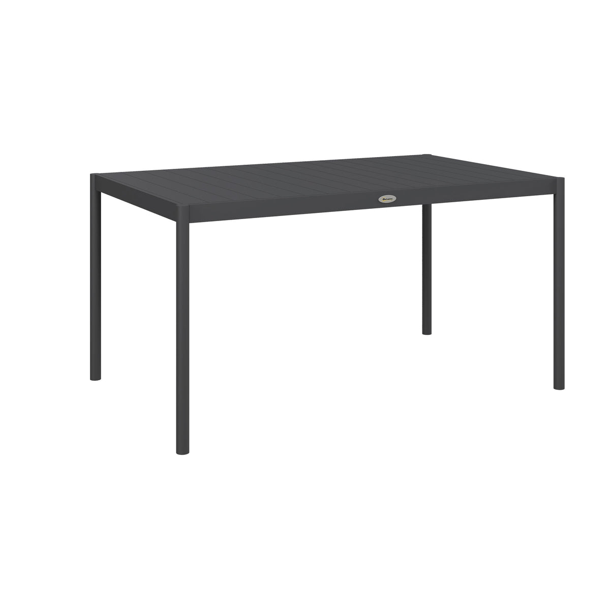Table de jardin rectangulaire pour 6 personnes en aluminium plateau à lattes dim. 145L x 90l x 74H cm gris