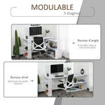 Scrivania angolare tavolo da pranzo con contenitore scrivania per computer modulare libreria integrata + scaffale a 3 livelli bianco