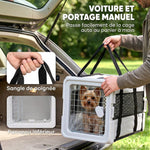 Sac de Transport pour Chat et Chien Pliable Tissu 300D Jusqu'à 10 kg 49,5 x 34 x 35,5 cm Gris