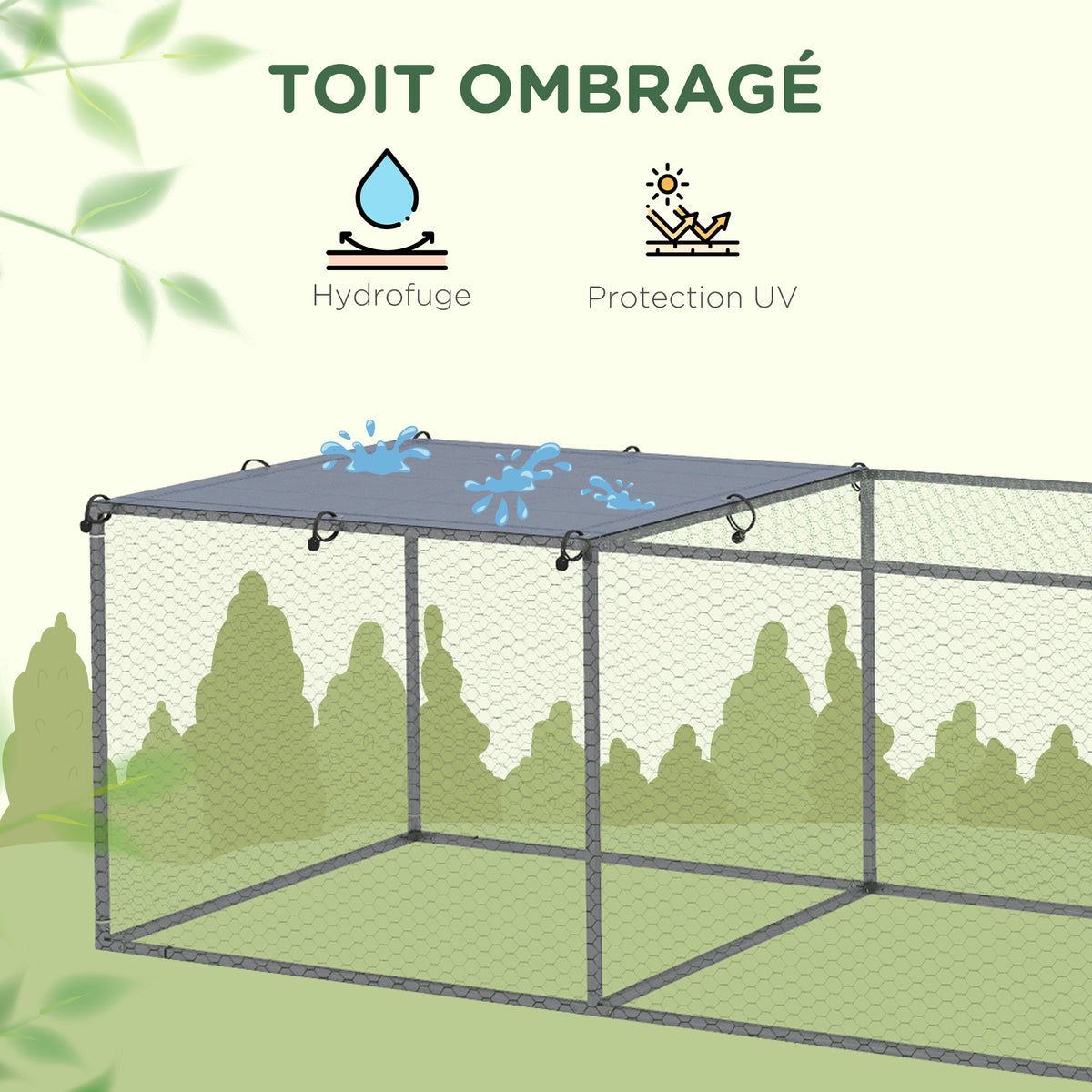 Enclos poulailler cage clapier extérieur 3 m² pour petits animaux dim. 3 x 1 x 0,8 m acier galvanisé