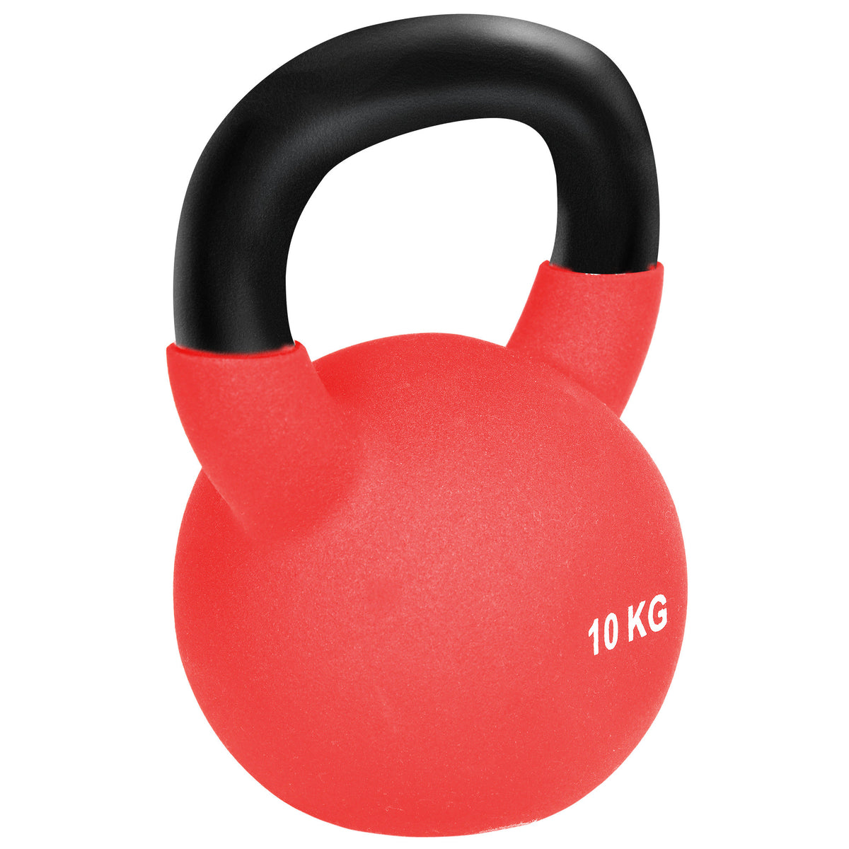 Kettlebell 10 kg en métal poids pour entraînements avec poignée antidérapante et fond plat 19x12x22cm rouge et noir