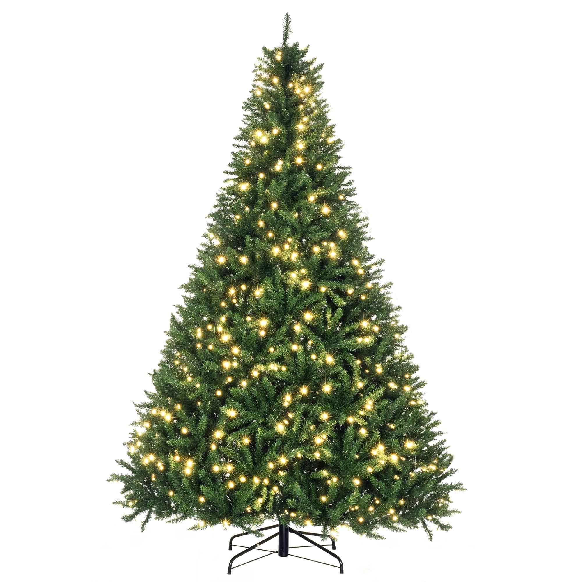 Sapin de Noël Artificiel Lumineux 210H cm LED x 700 Blanc Chaud + Support Pied 2154 Branches Vert-0