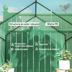 Serre de jardin PE étagère 2 niveaux, serre de balcon, bâche renforcée 140 g/m², châssis en acier, 186x120x190cm, vert