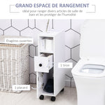 Porte-Papier Toilette 3 Niveaux avec Sortie Intégrée, Panneaux de Particules Aspect Blanc
