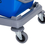 Professioneller Reinigungswagen mit Backenpresse, 2 Eimern à 25 l, 73 L × 45 B × 92 H cm, Kunststoff, grau/blau/rot