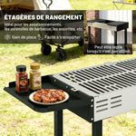 Barbecue charbon de bois BBQ avec grille de gril à 3 niveaux et étagères latérales pliables, 118 x 32 x 90 cm, noir