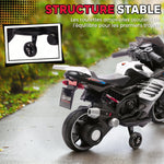 Moto électrique enfants 6 V, voiture électrique enfants avec roues d'entraînement, effets lumineux et sonores, blanc