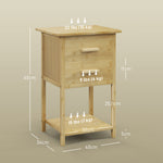 Lot de 2 tables de chevet table de nuit en bambou avec 2 tiroirs et 1 étagère 40 x 34 x 60 cm naturel
