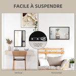 Miroir mural rectangulaire 60 x 40 cm, cadre en bois noir, idéal pour la salle de bain, salon ou chambre
