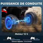 Quad électrique enfant de 3 à 5 ans 12 V 2 moteurs 2 vitesses 3-6 km/h phares LED klaxon rouge